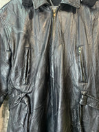 Patchwork Leather Faux Fur-Lined Hooded Coat