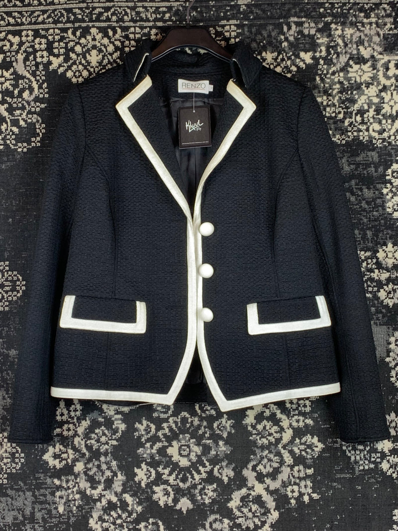 Women's Vintage Black and White Coquette Blazer