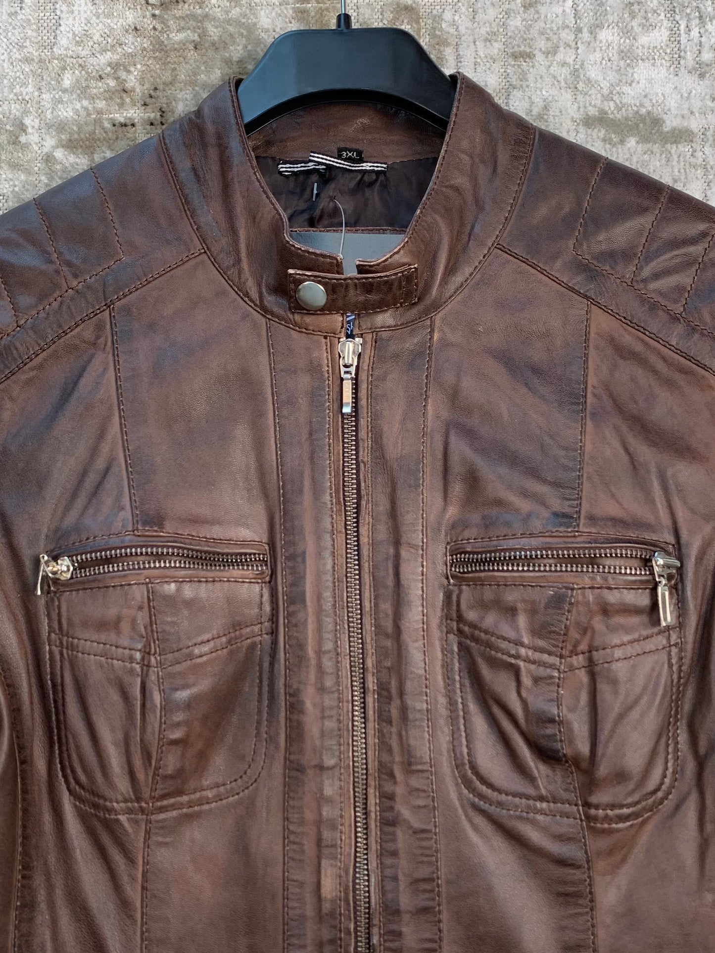 Mens Vintage Genuine Leather Dark Brown Jacket