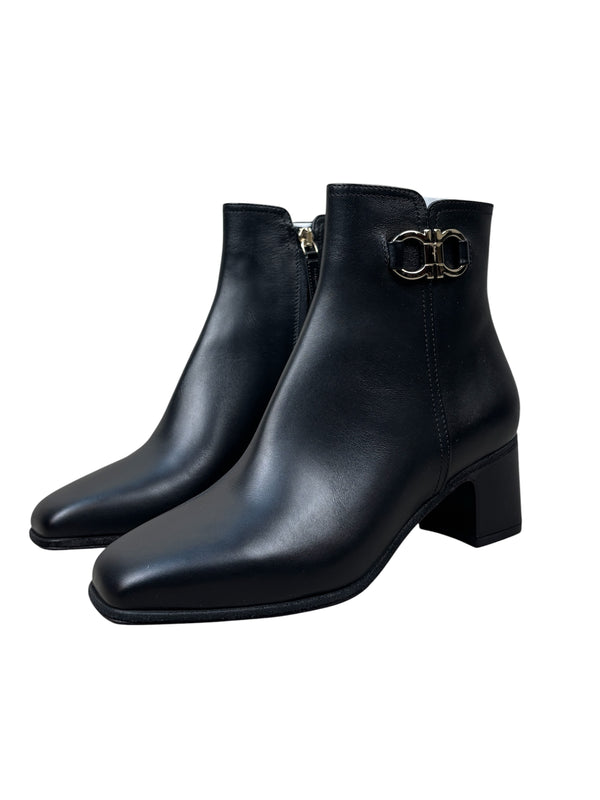 Ferragamo Cassaro Black Leather Ankle Boots