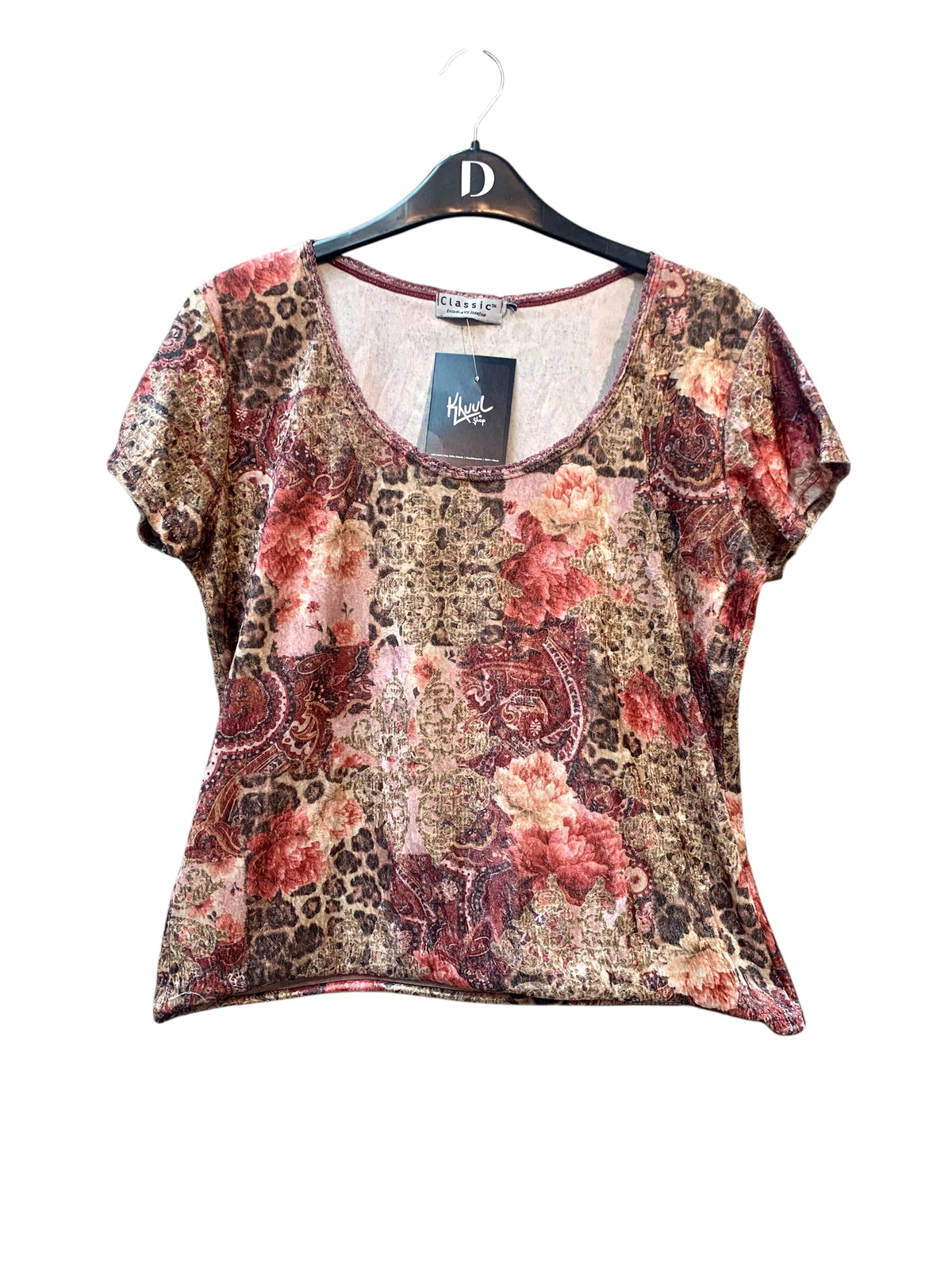 Classic Floral Paisley Leopard Velvet Top