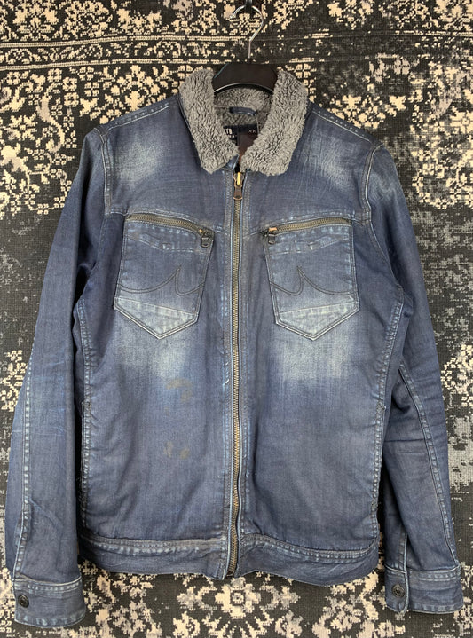 Men's Vintage Washed Blue Denim Jacket