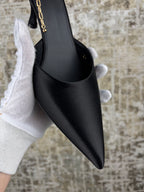 Ferragamo Dana Black Satin Pumps