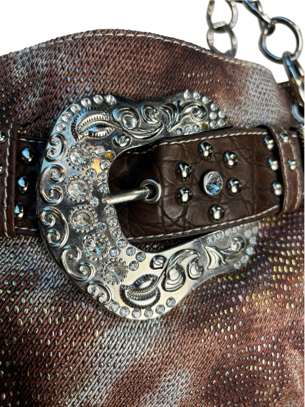 Western Rhinestone Buckle Shoulder Bag