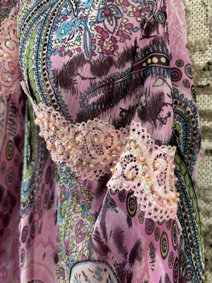 Women's Y2K Pastel Toned Beaded Viscose Dress