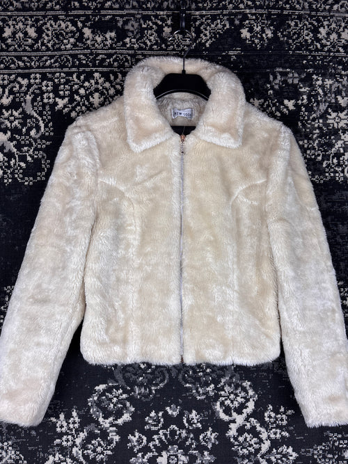 Y2K Women's Cream Faux Fur Jacket