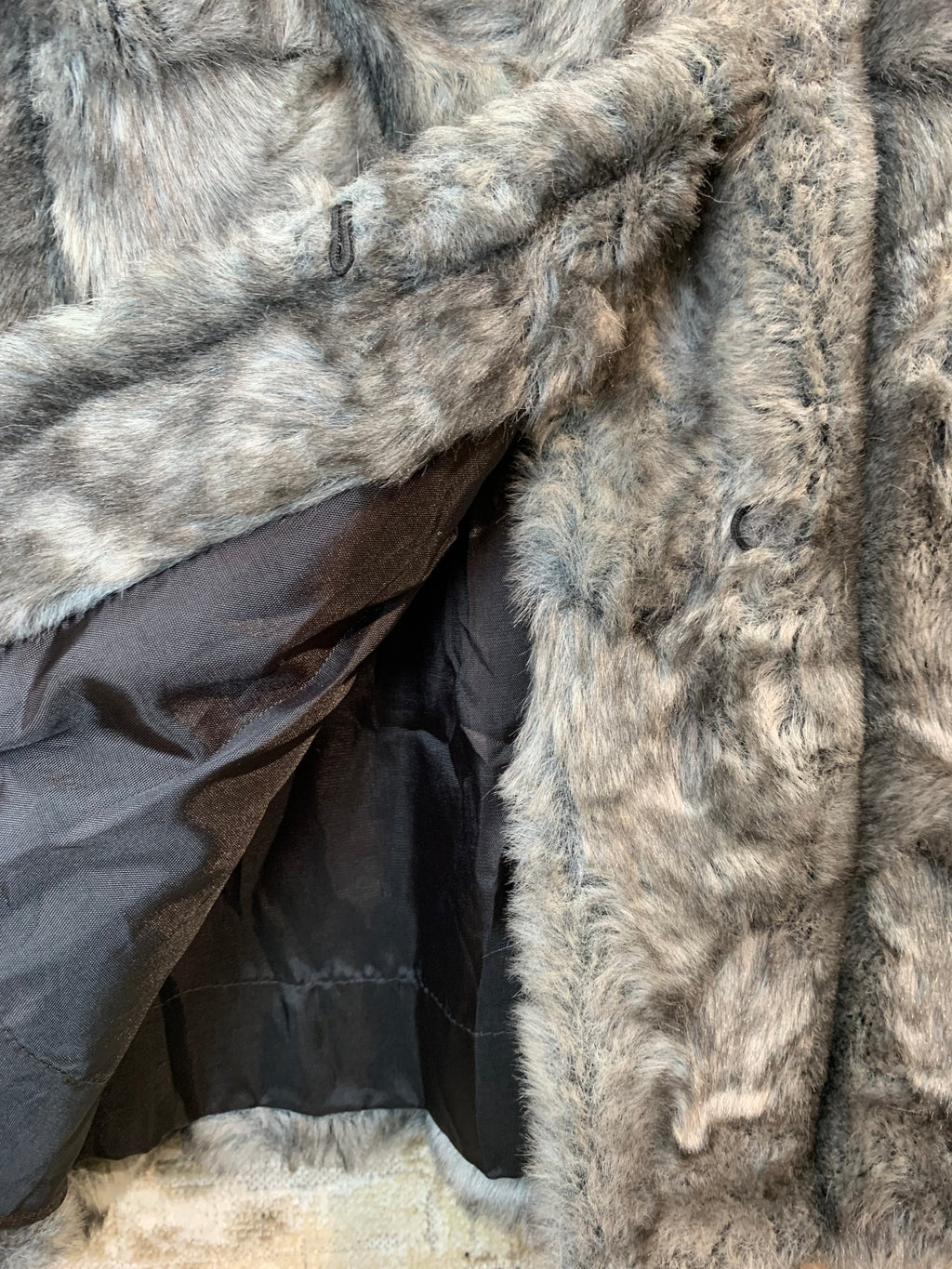 Nyberg Grey Faux Fur Coat