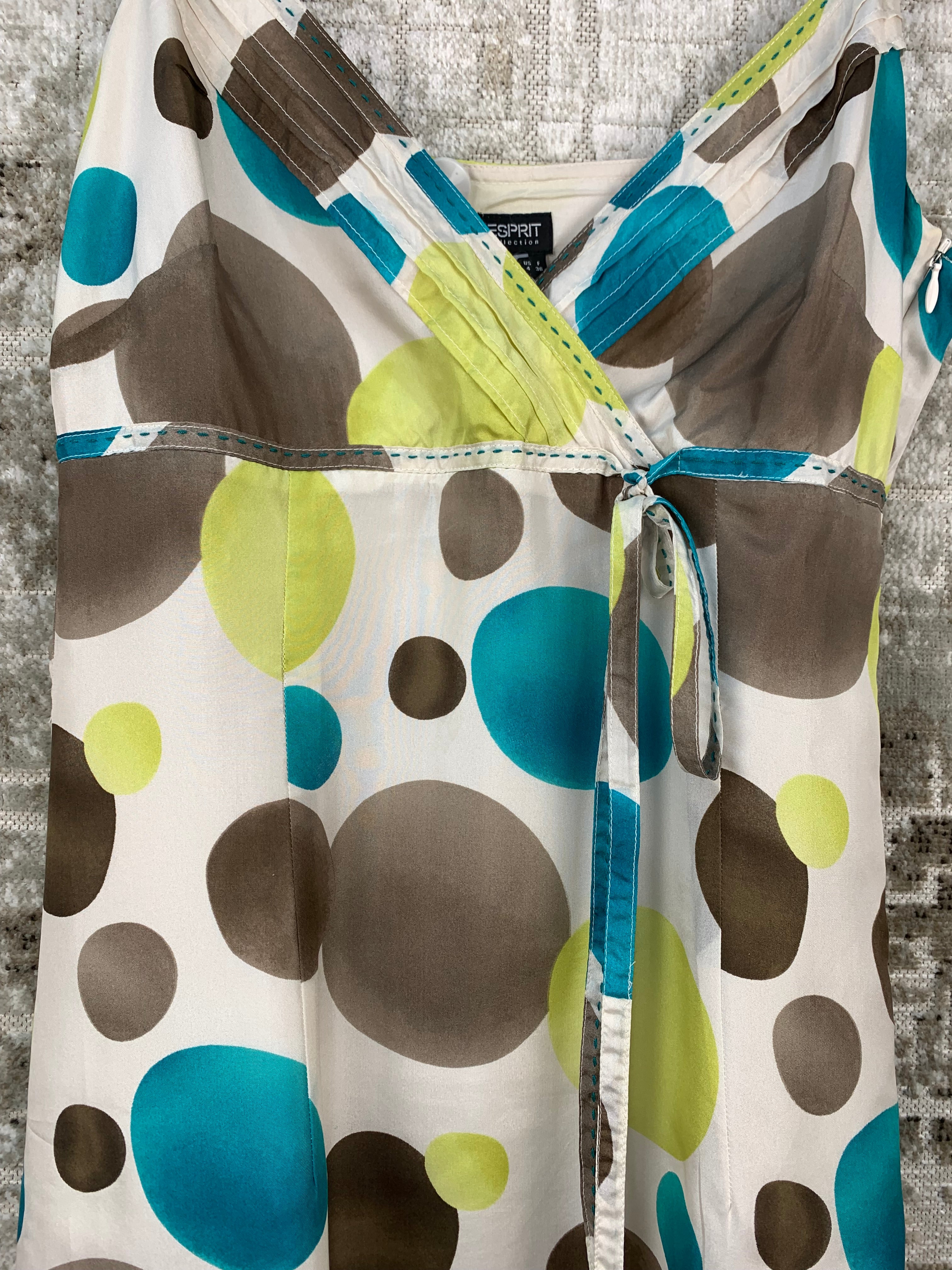 Womens Y2K Vintage Esprit Silk Polka Dot Dress