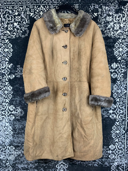 Vintage Women Light Brown Faux Suede Coat