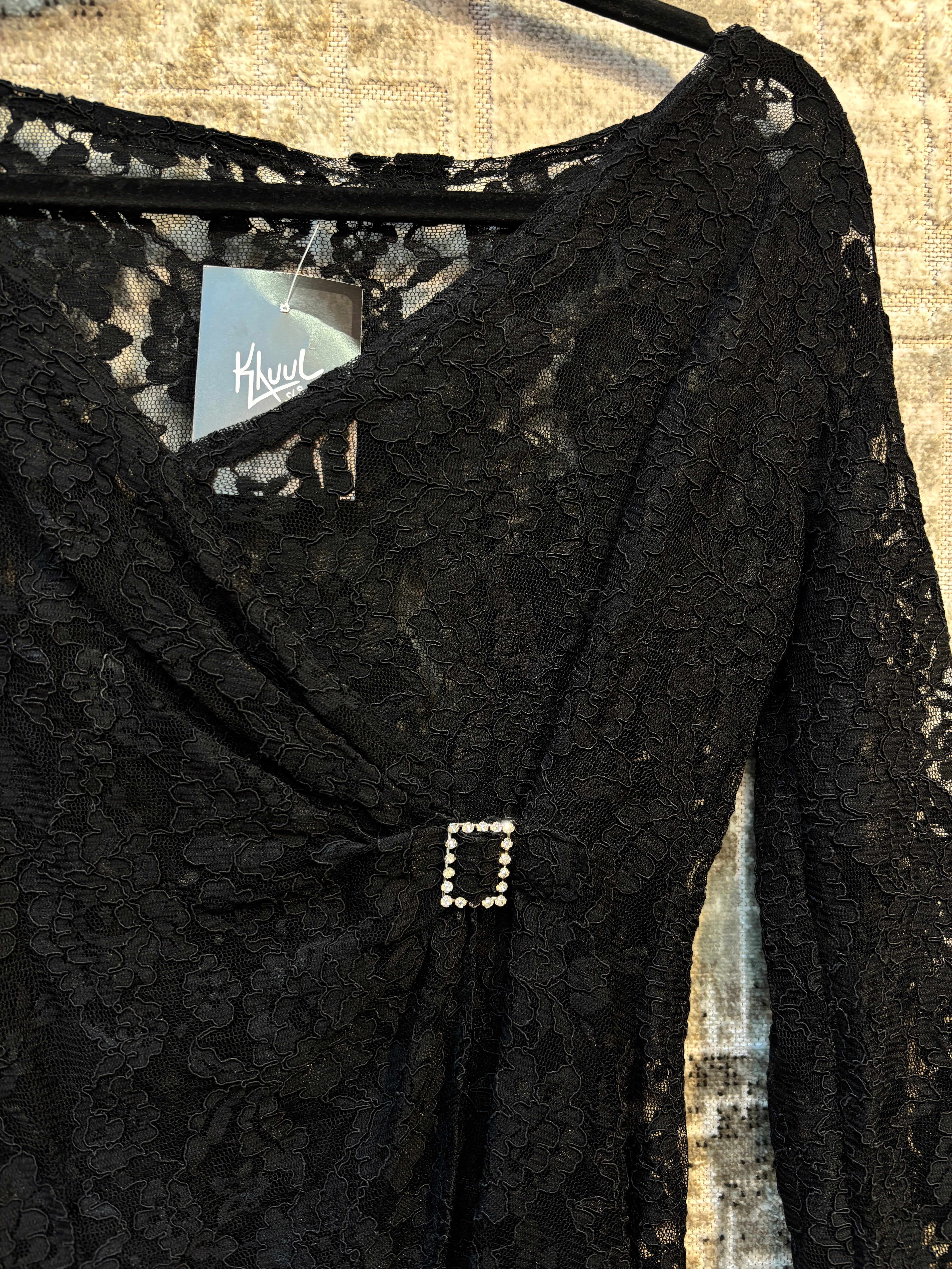 Women's Vintage Y2K Black Mesh Lace Shirt