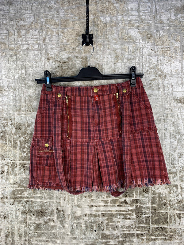 Womens Vintage Checkered Mini Skirt