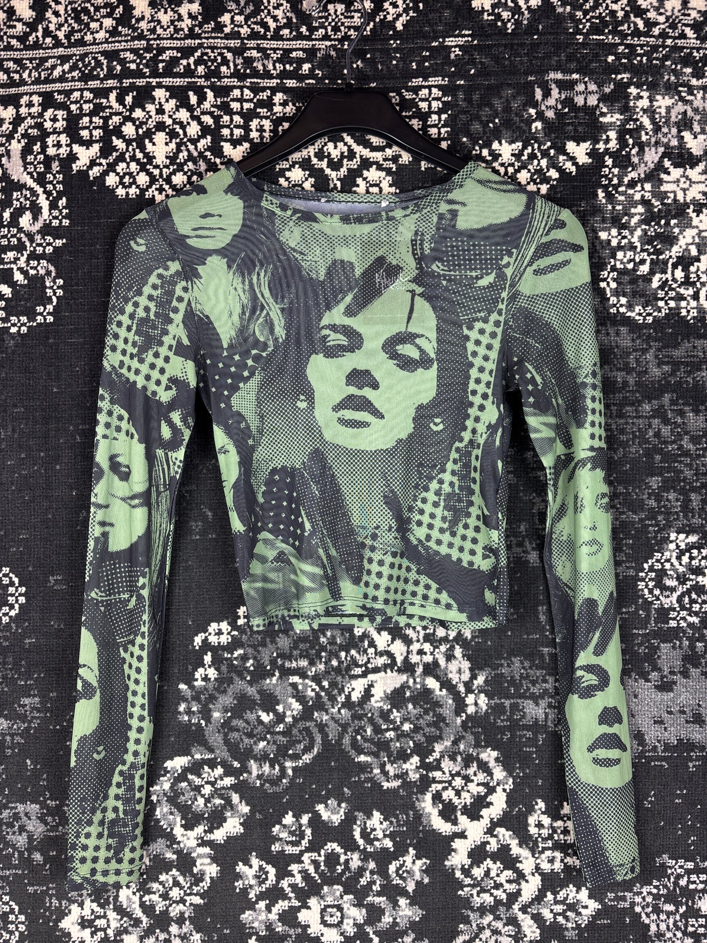 Women's Green Y2K Vibe Longsleeve Mesh Top