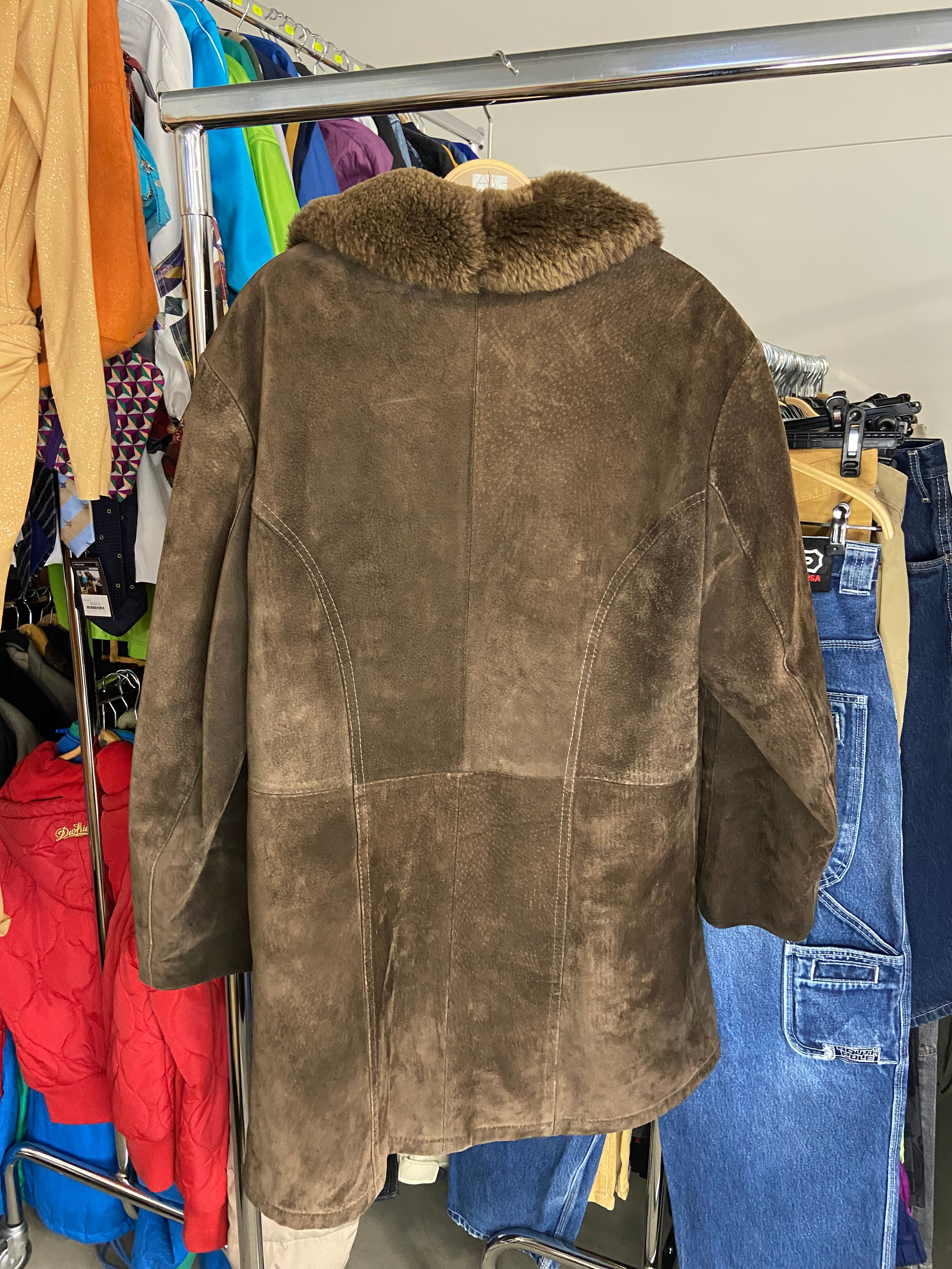 Vintage Brown Echtes Leather Long Coat L Mens