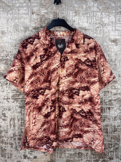 Mens Vintage TangTang Abstract Pattern Button Up Shirt