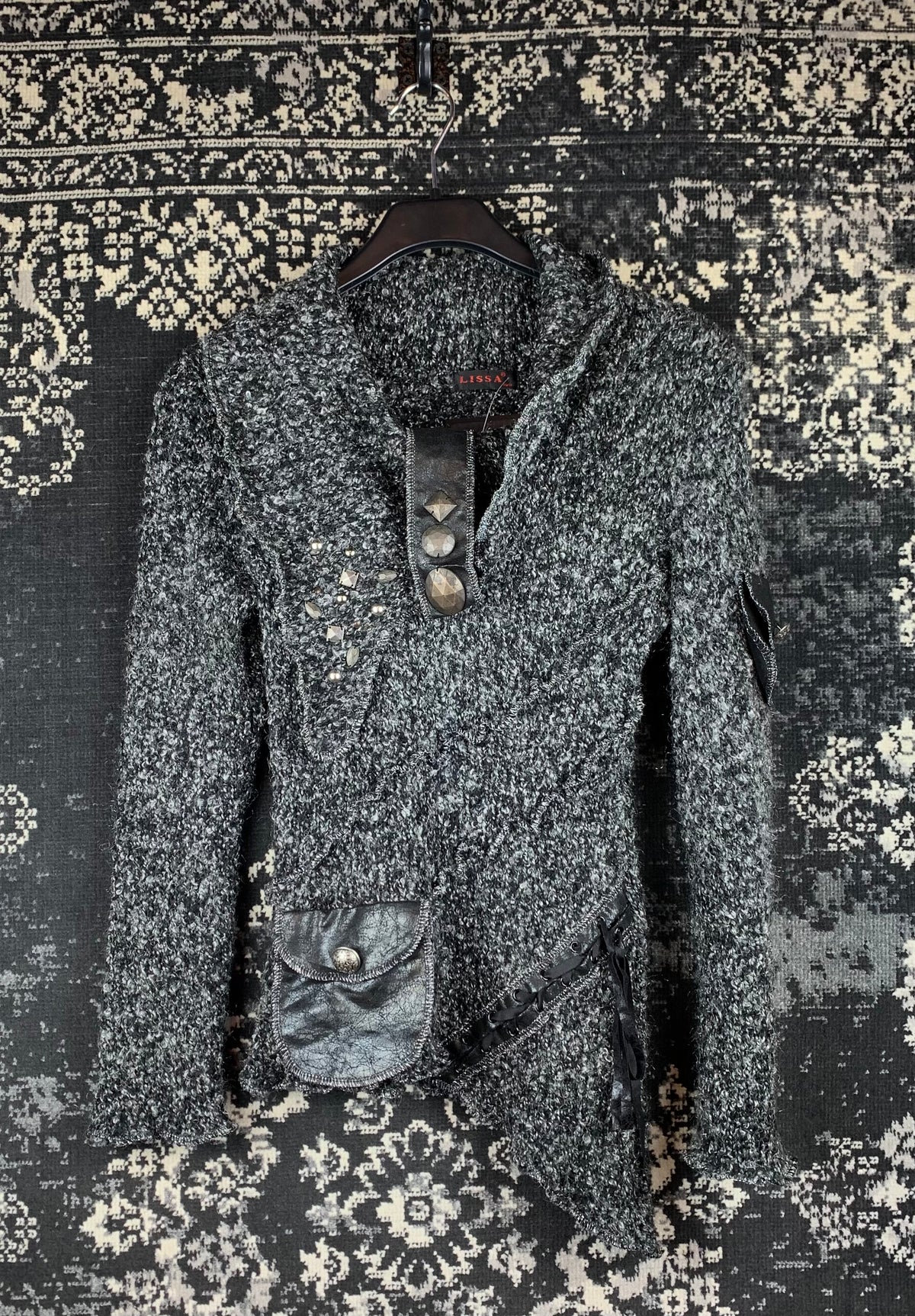 Women's Vintage LISSA Gray Black Knitted Sweater