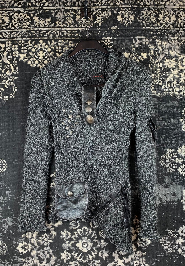 Women's Vintage LISSA Gray Black Knitted Sweater