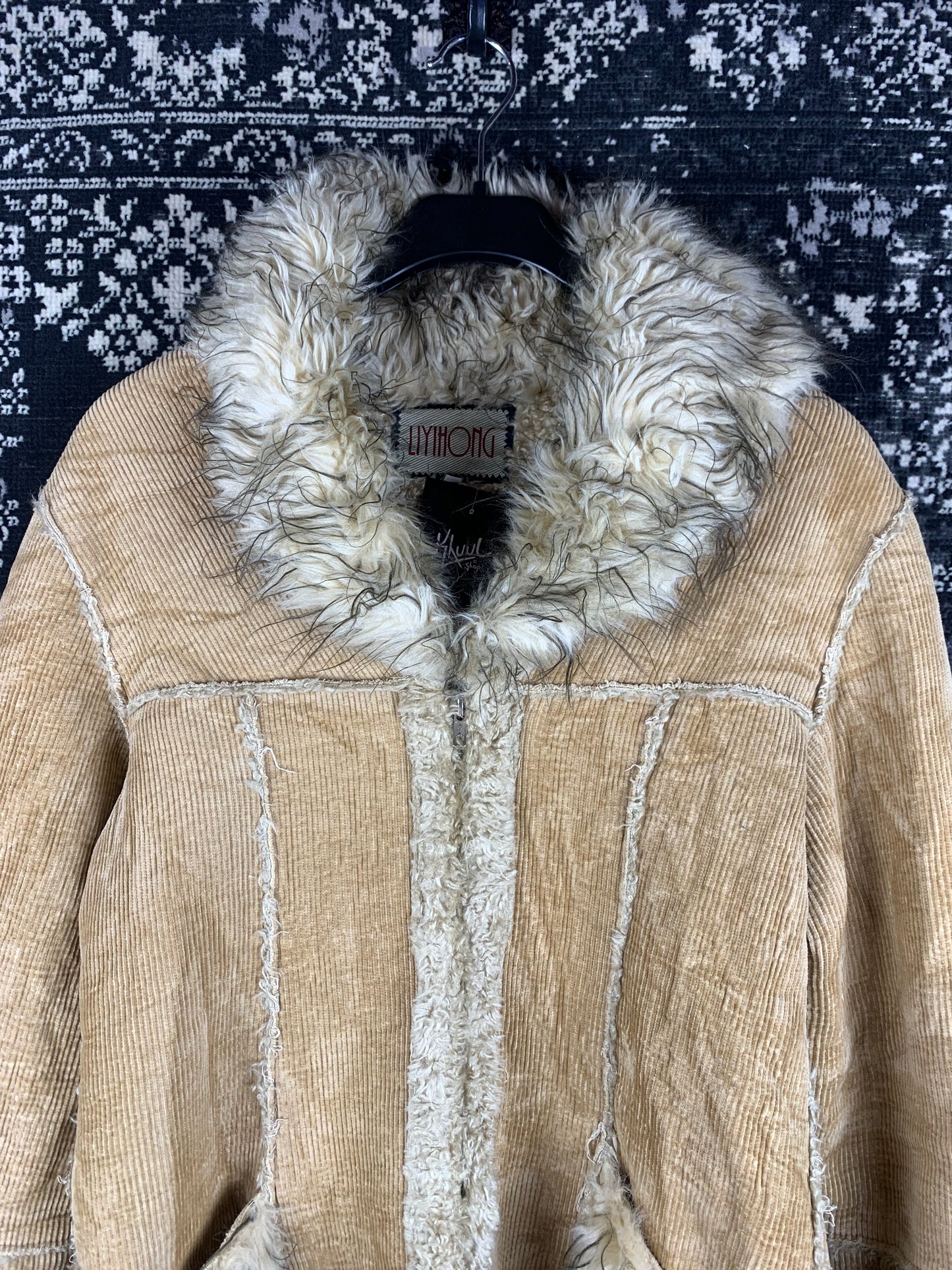 Women's Y2K Light Brown Long Corduroy Coat