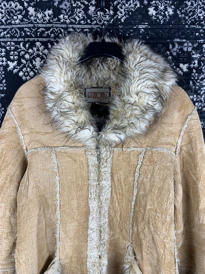 Women's Y2K Light Brown Long Corduroy Coat