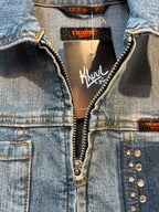 Vigoss Y2K Rhinestone Zip Denim Jacket