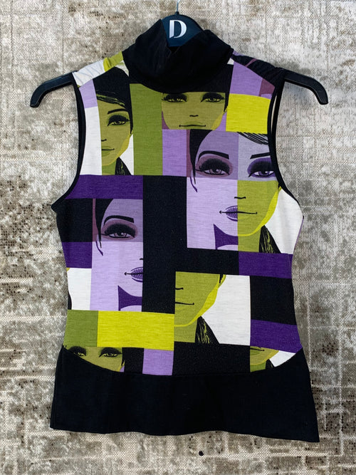 Womens Y2K Graphic Face Print Top