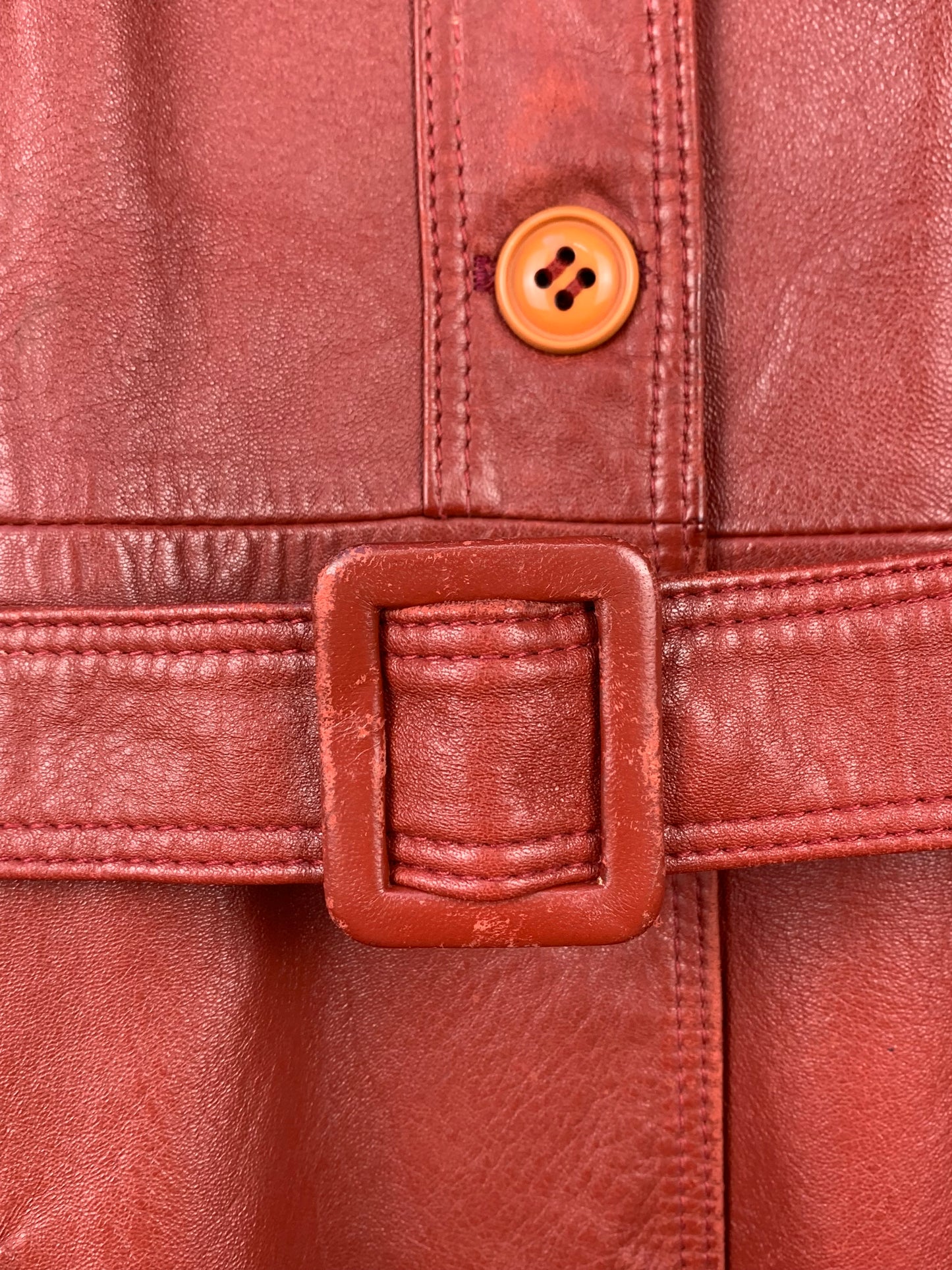 Womens Red Leather Coat