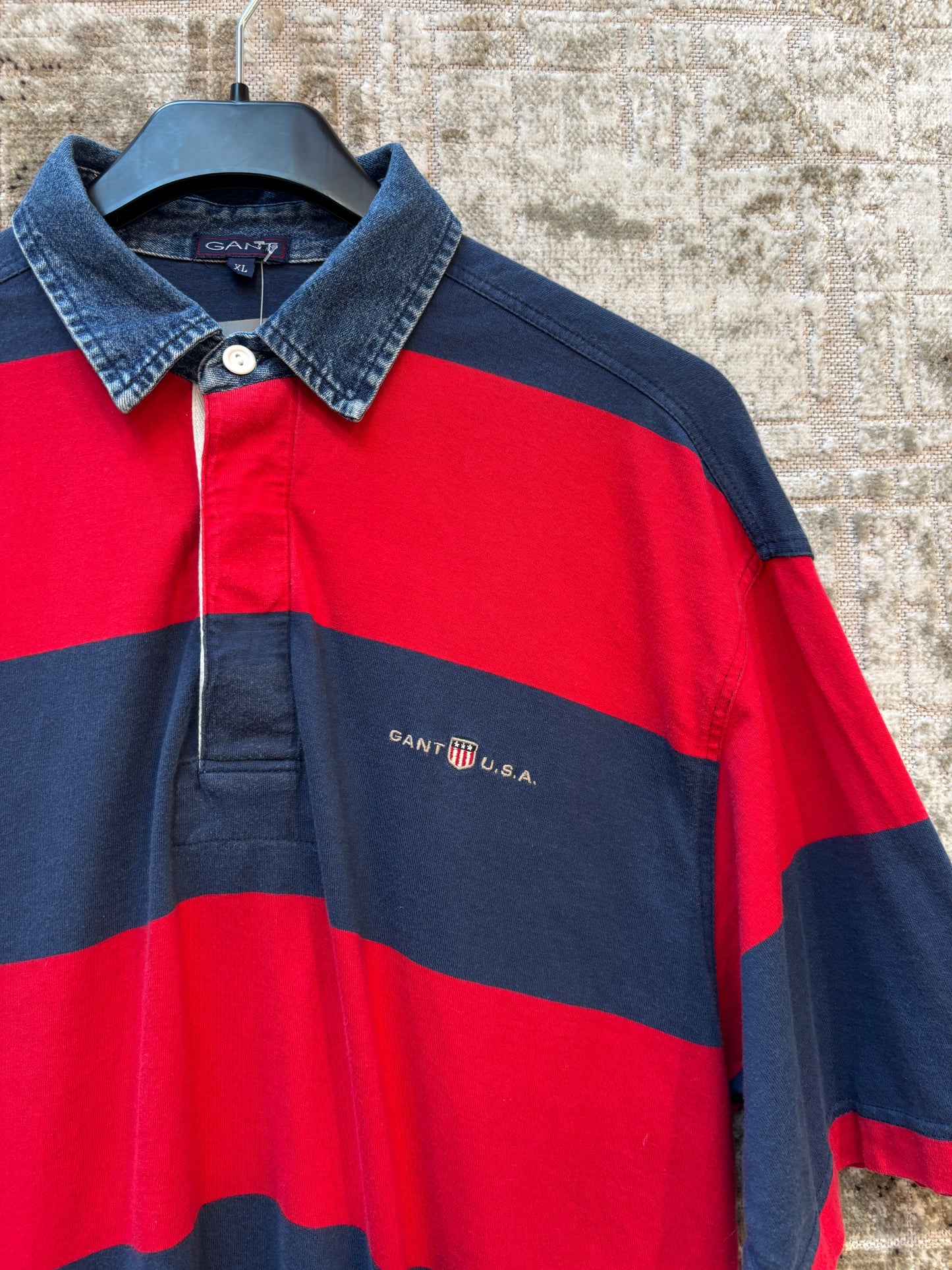 Gant U.S.A. Striped Denim Collar Rugby Polo