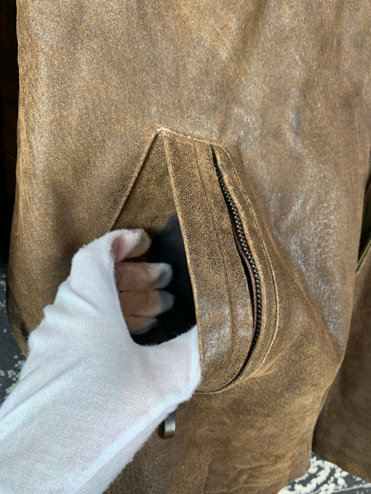 Men's Vintage Dark Brown Double Zipper Leather Jacket