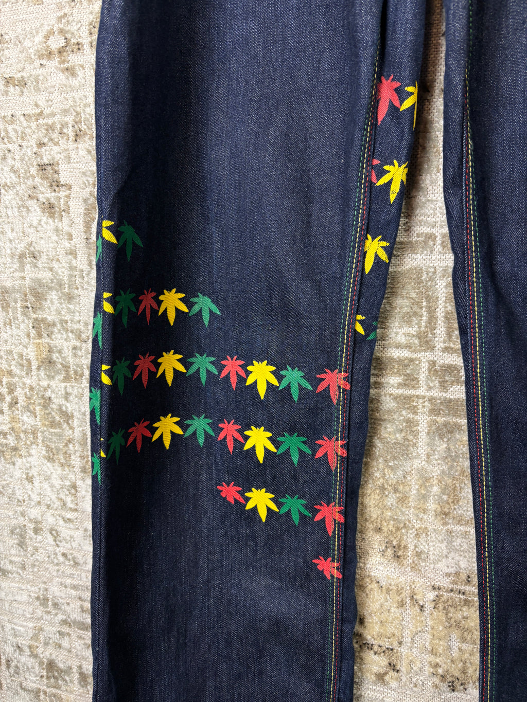 Dirty Money Kush Rasta Embroidered Baggy Jeans