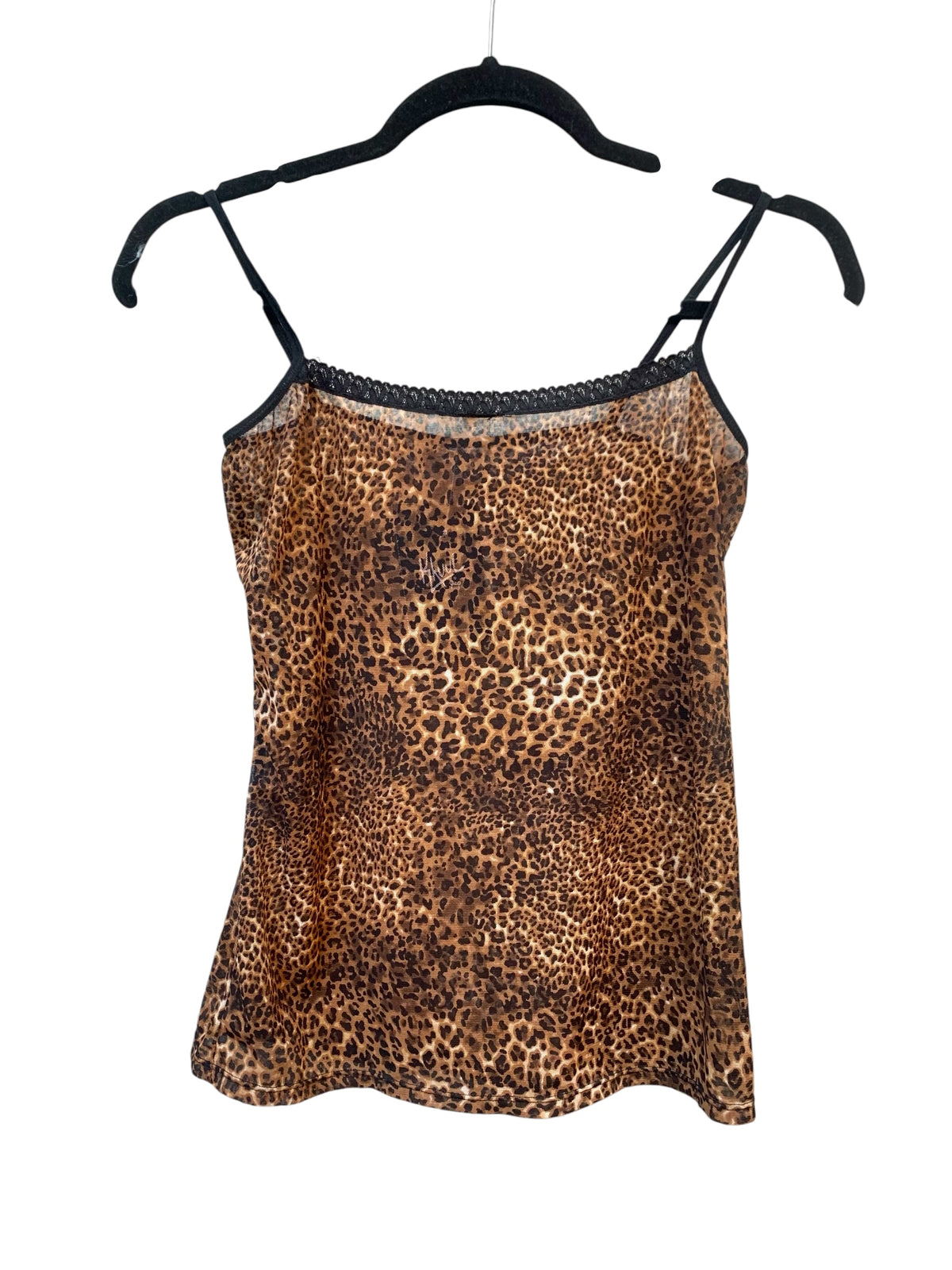 Y2K Leopard Print Mesh Cami Top