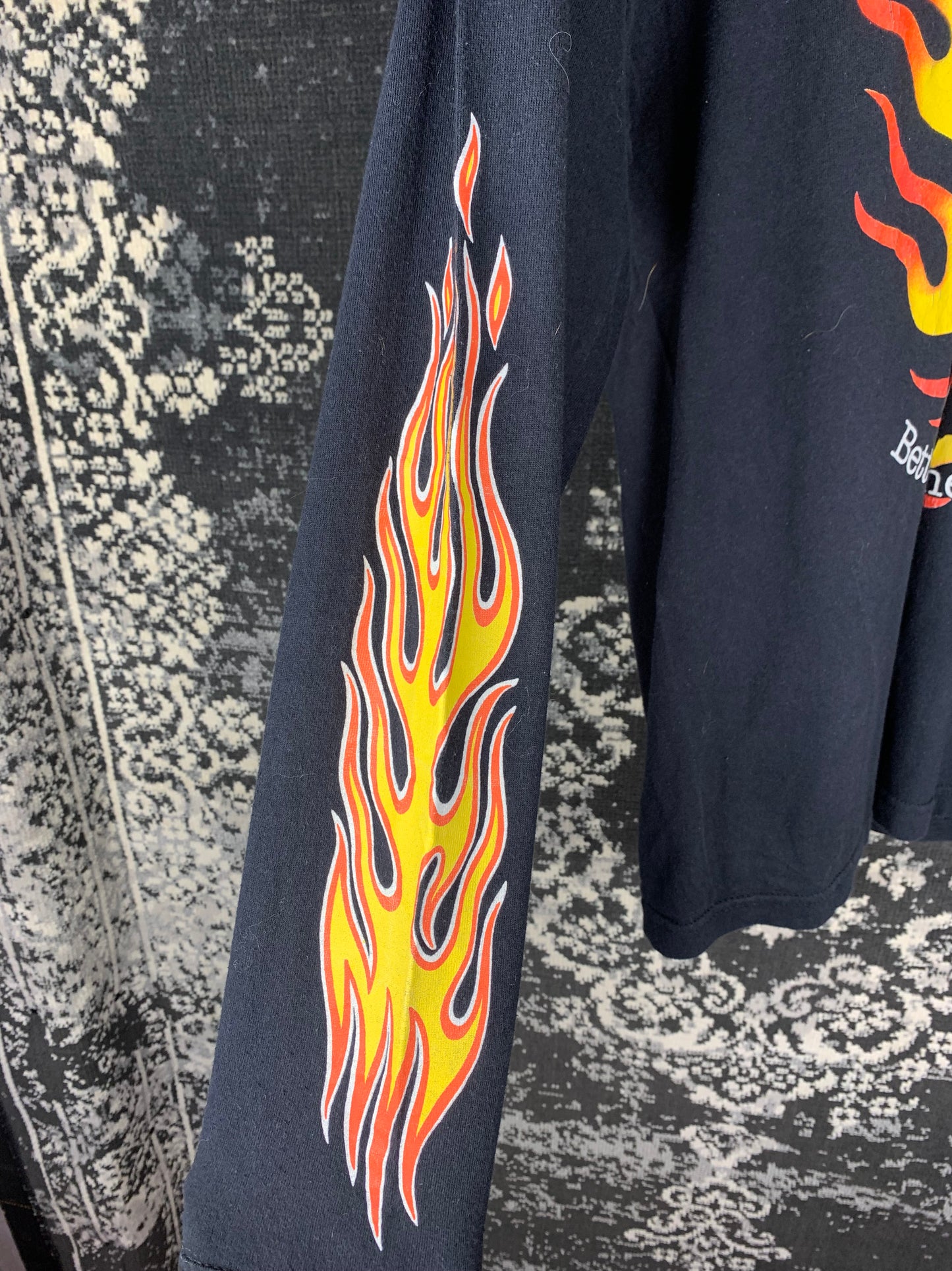 Men's Vintage Devil Print Graphic Black Longsleeve Shirt