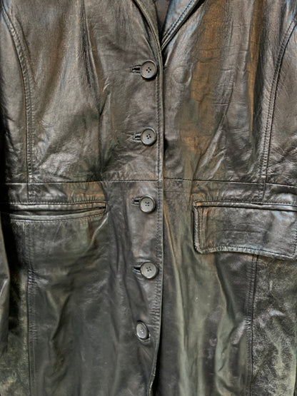 B. Young Vintage Black Leather Trench Coat