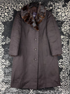 Women's Vintage Dark Brown Wool Blend Coat