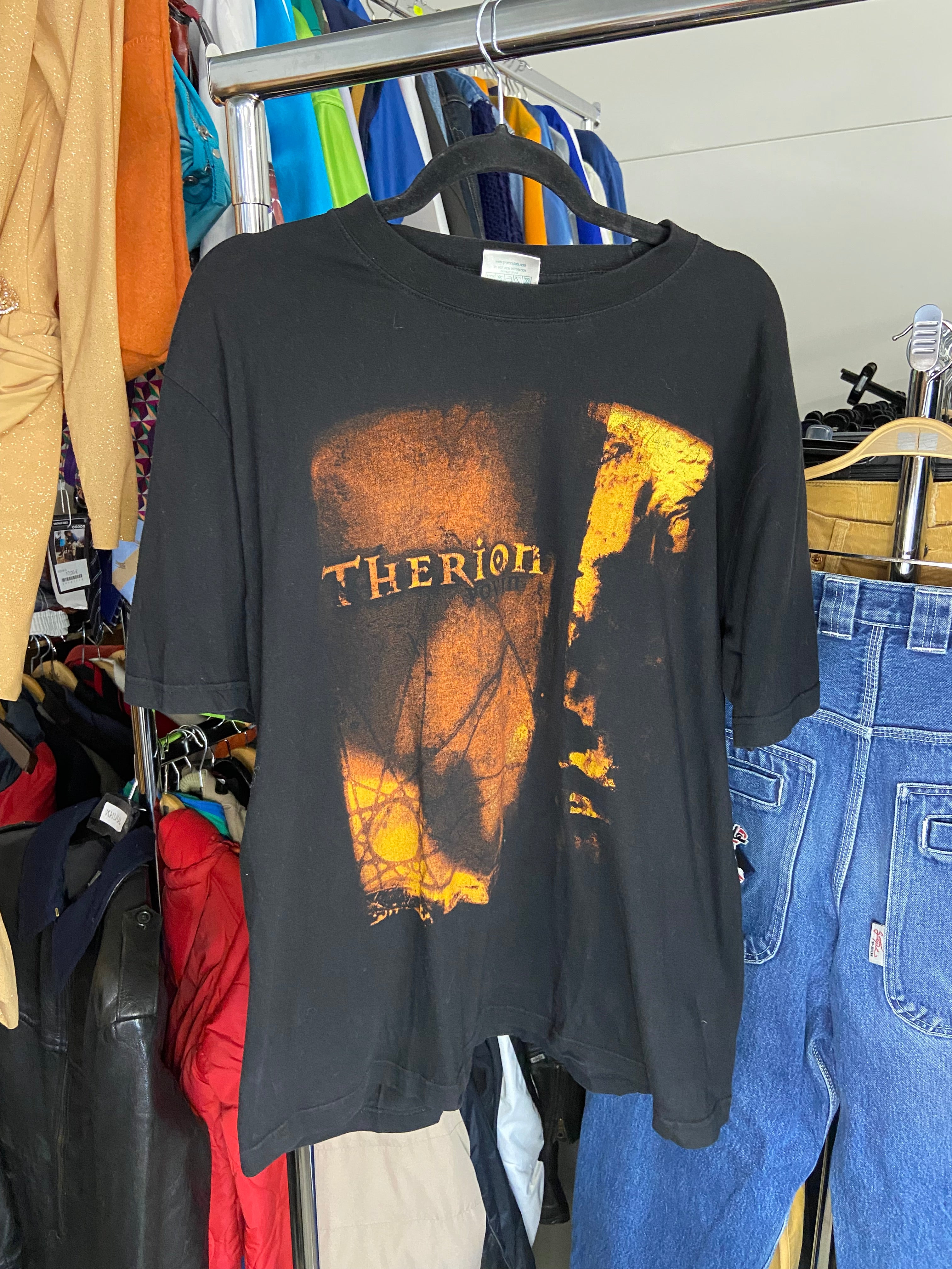 Vintage Therion Short Sleeve Shirt Mens M Black Big Logo