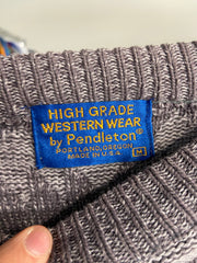 Vintage Cozy M Sized Pendleton Wool Sweater Grey Knit Patterns