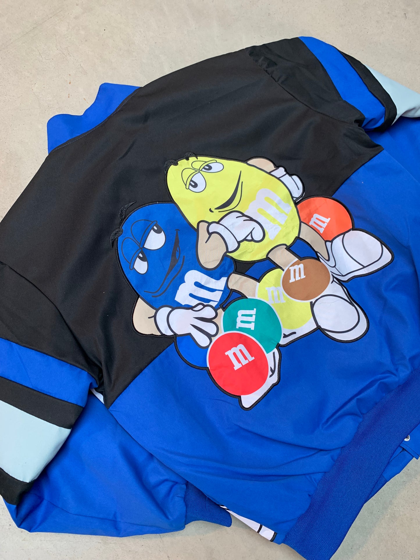 Y2K Unisex Blue M&M Bomber Jacket