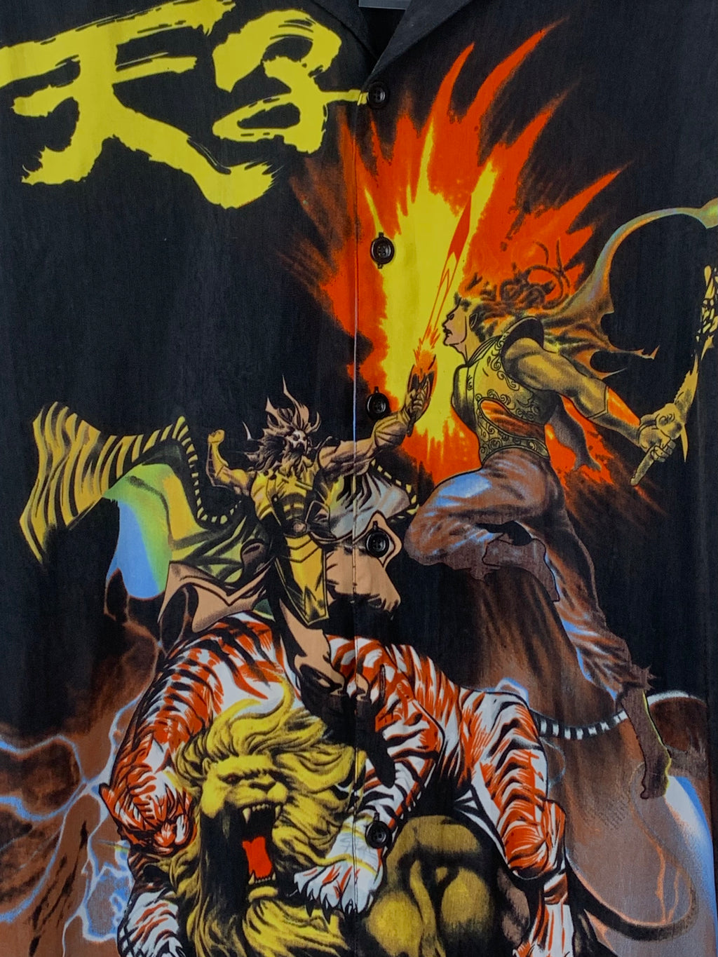 Mens Y2K Manga Graphic Button Up Shirt