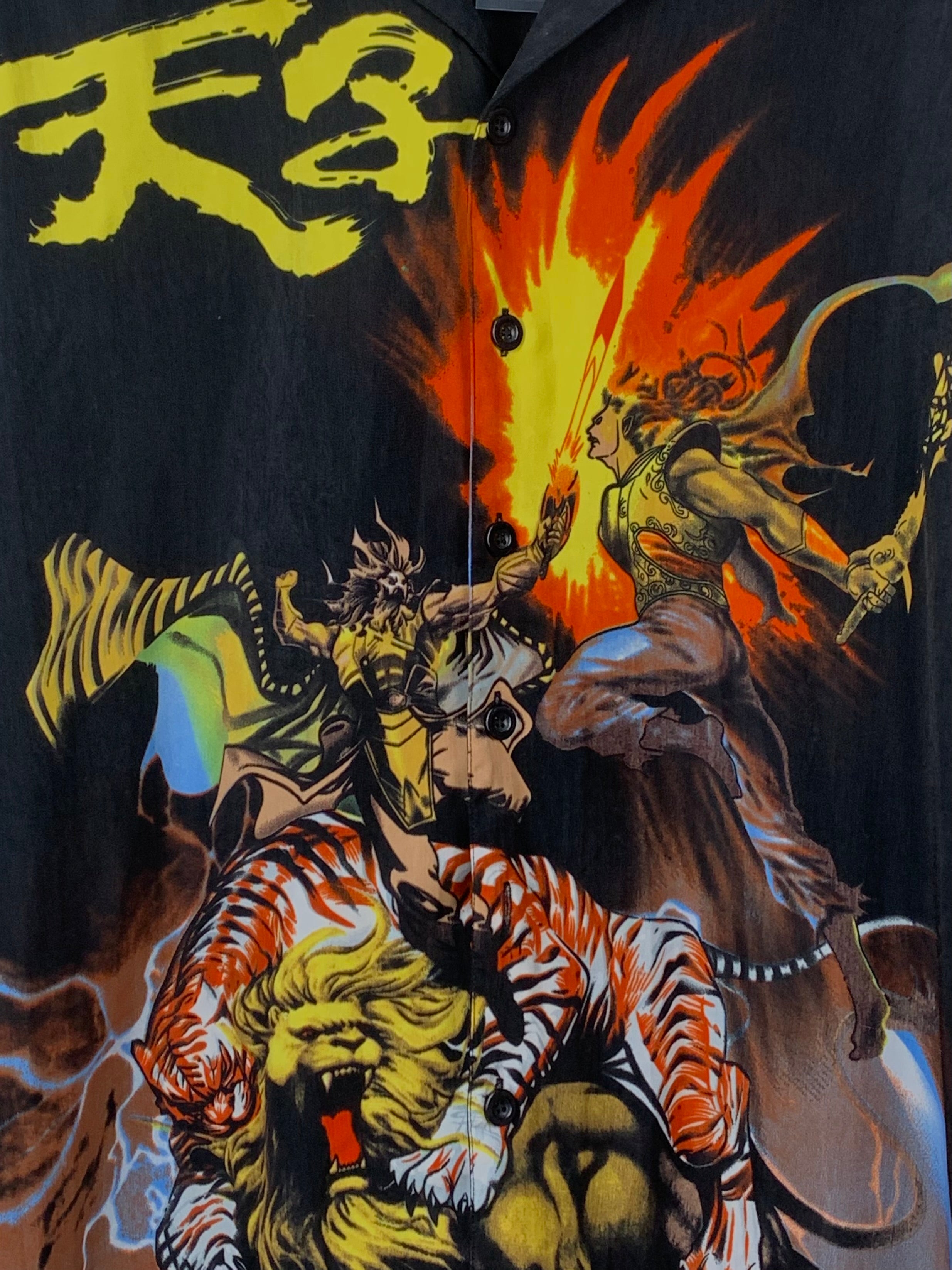 Mens Y2K Manga Graphic Button Up Shirt