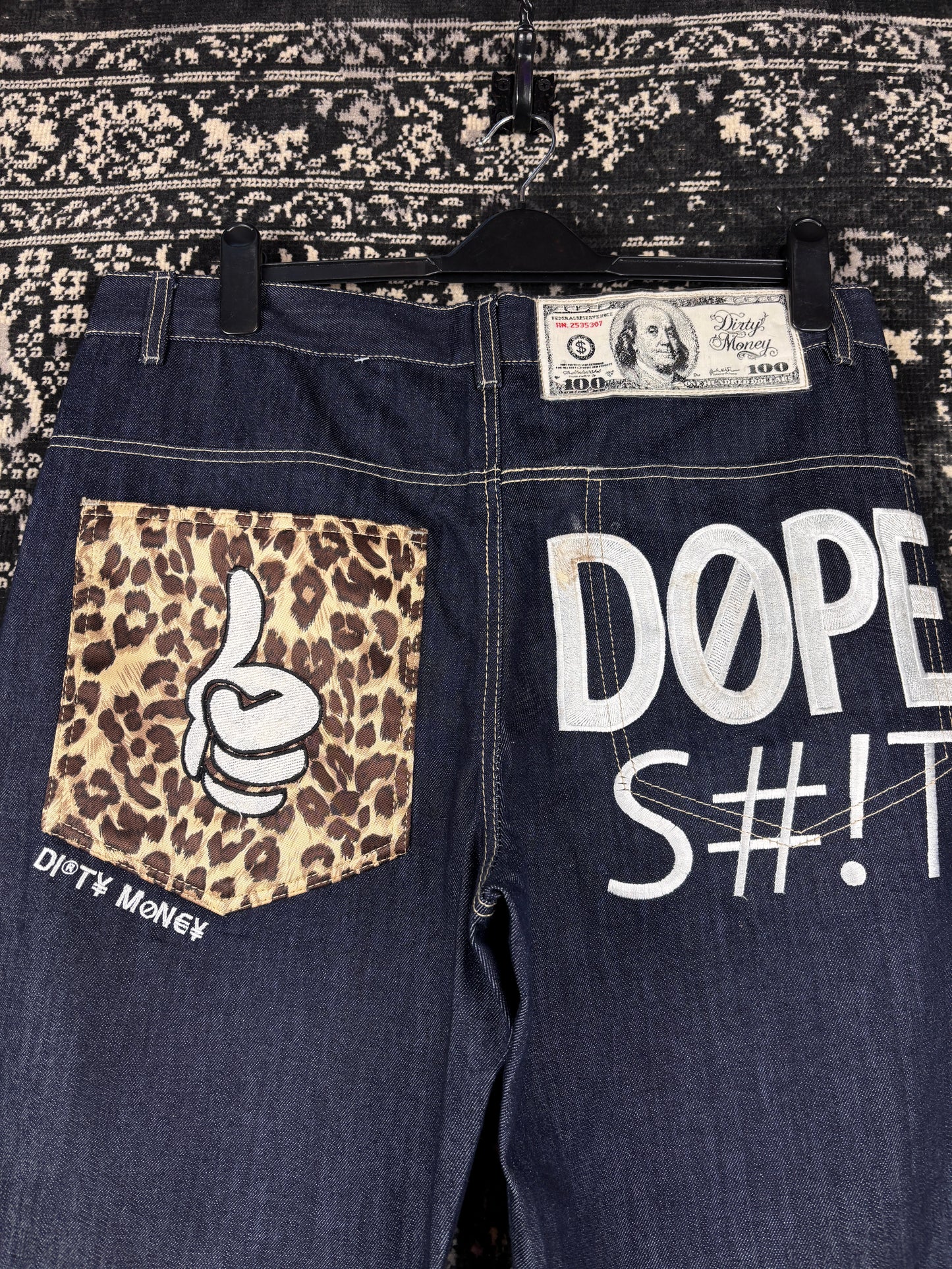 Mens Y2K Vintage Dirty Money Jeans