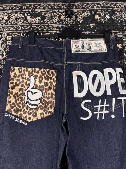Mens Y2K Vintage Dirty Money Jeans