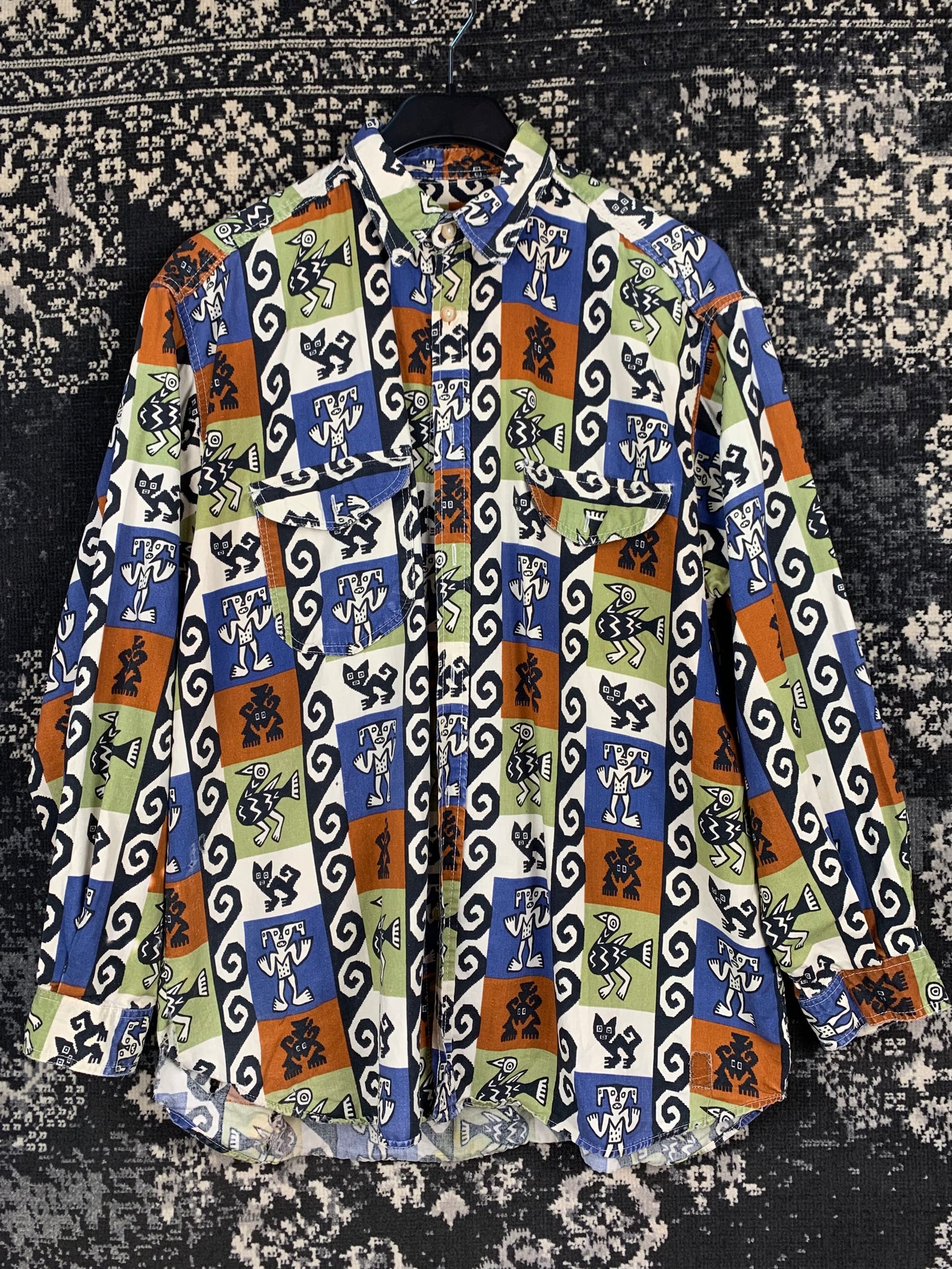 Rocky Colorful Abstract Pattern Button Up Shirt