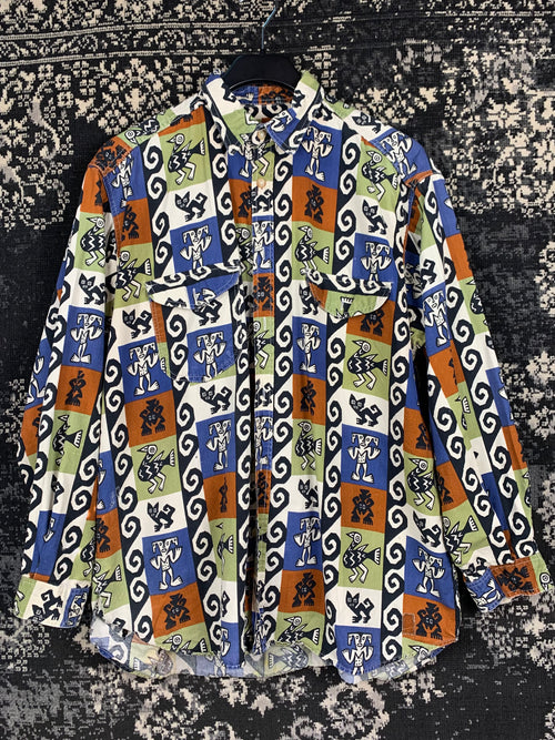 Rocky Colorful Abstract Pattern Button Up Shirt