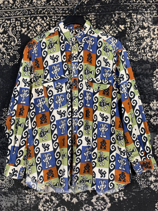 Rocky Colorful Abstract Pattern Button Up Shirt