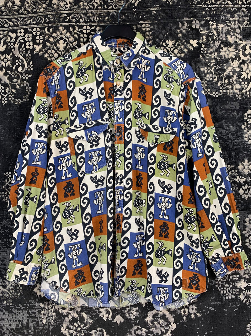 Rocky Colorful Abstract Pattern Button Up Shirt