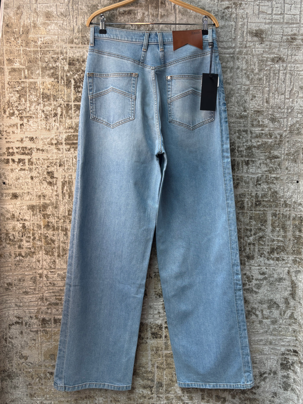 Rhude Wide Leg Light Wash Denim Jeans