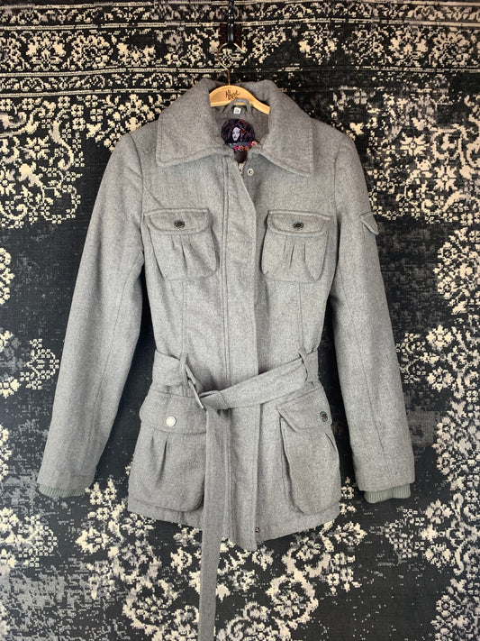 Women's Y2K Style Grey Belted Outdoor Jacket