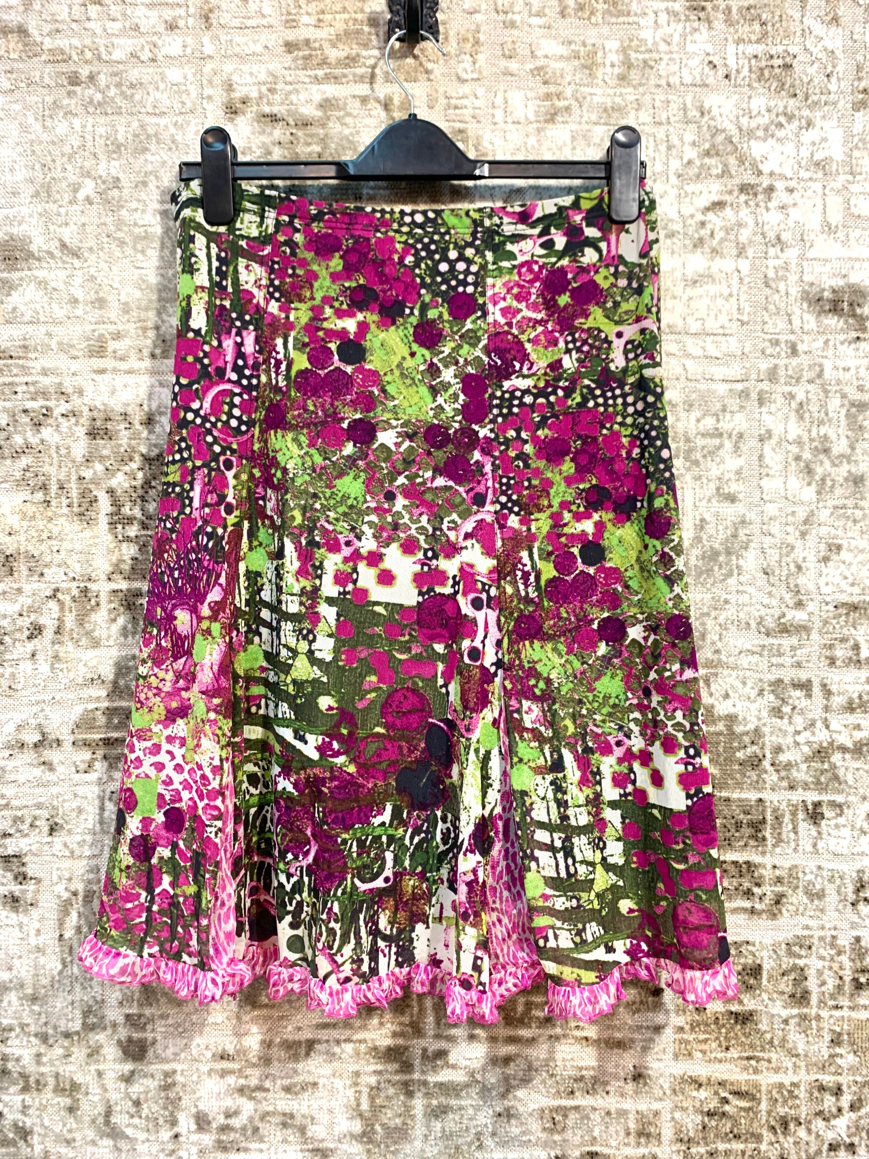 Garella Y2K Abstract Print Mesh Midi Skirt