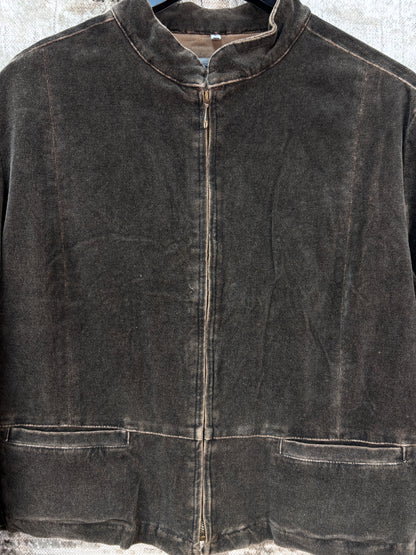 Womens Vintage Brown Zip Up Jacket
