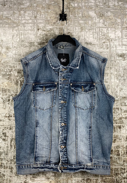 Mens Vintage Button Up Jean Blue Vest