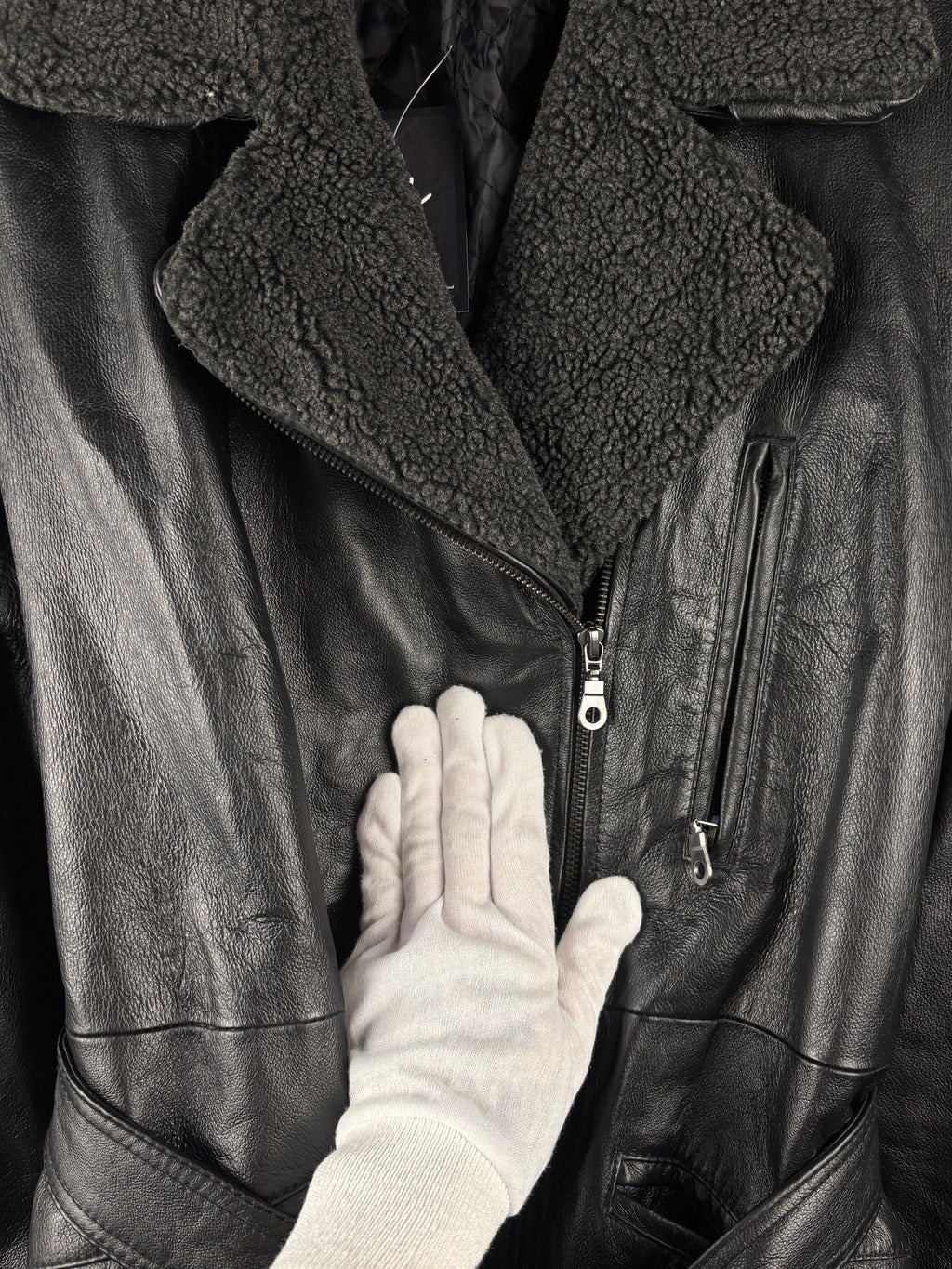 Women’s Vintage Black Genuine Leather Belted Jacket