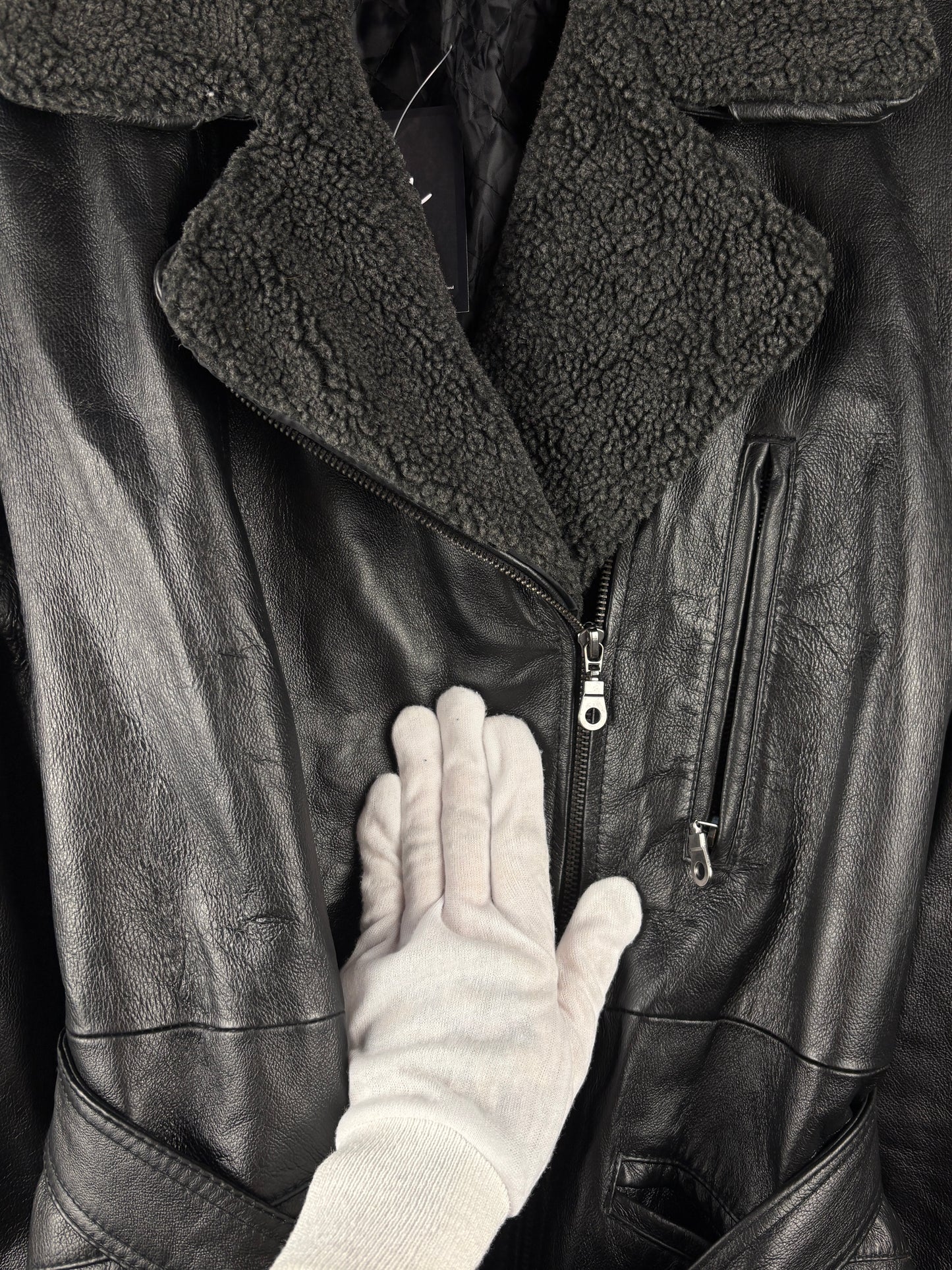 Women’s Vintage Black Genuine Leather Belted Jacket